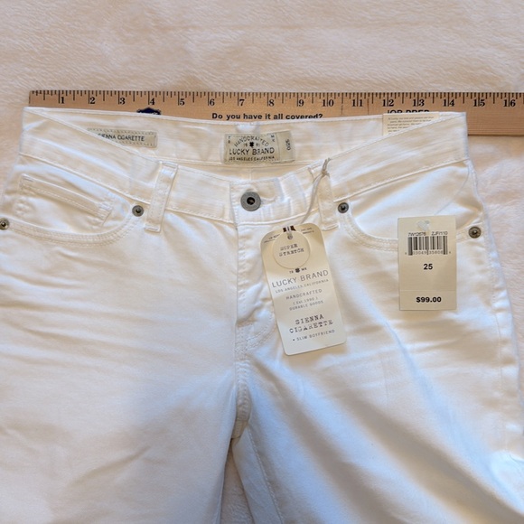 Lucky Brand Sienna Cigarette Slim Boyfriend White Jeans - Picture 13 of 15